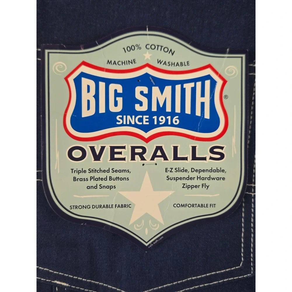 Big Smith Mens Denim Bib Overalls 36‎ x 36 Original Fit Blue